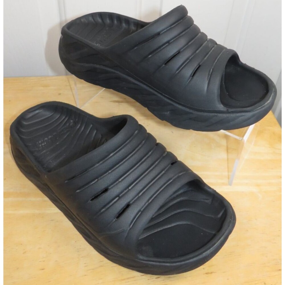 Hoka One One Ora Recovery Slides Sandals Women's Size 8 Black/Black